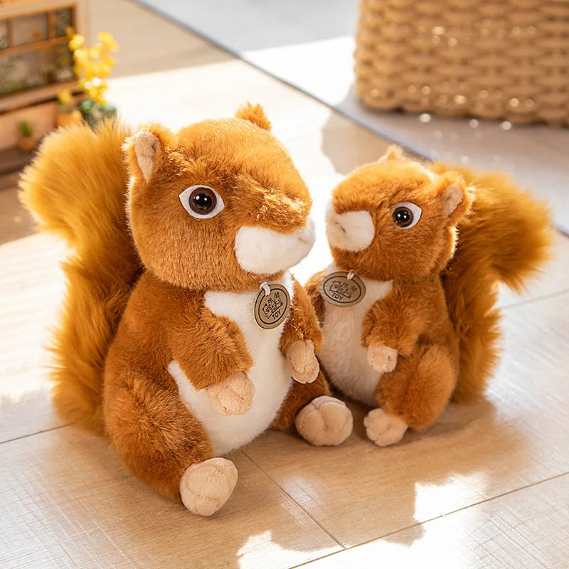 Cute Brown Squirrel Plush Toy with Fluffy Tail