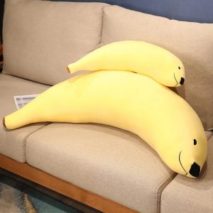 Smiling Yellow Banana Plush Pillow