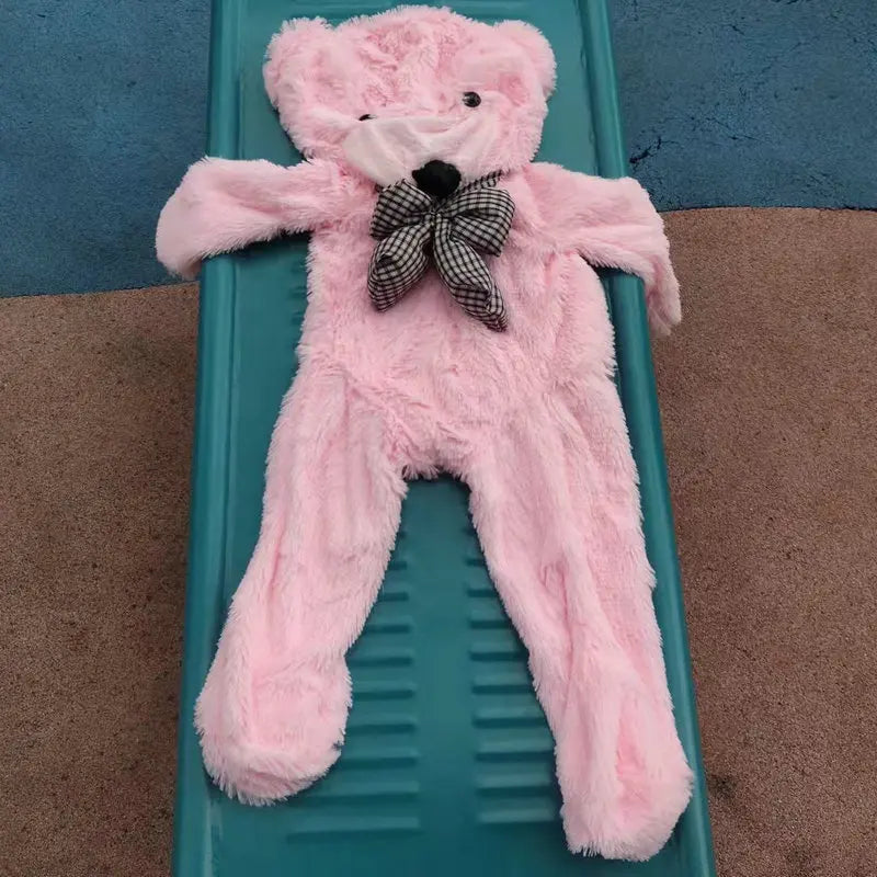 Giant Soft Plush Teddy Bear with Checkered Bow Tie - Image 13