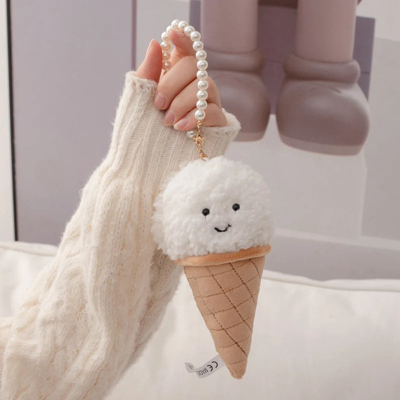 Cute Colorful Plush Ice Cream Keychain with Smile - Image 15