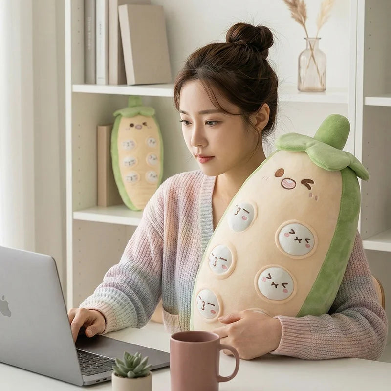 Cute Pea Pod Character Plush Body Pillow - Image 4