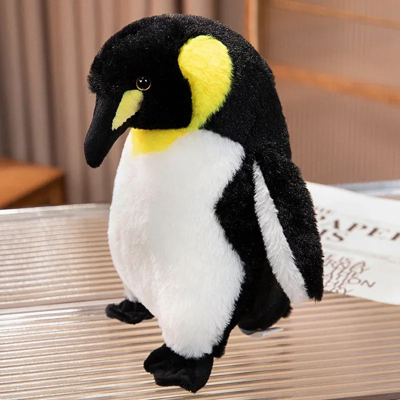 Lifelike Emperor Penguin Plush with Yellow Details - Image 2