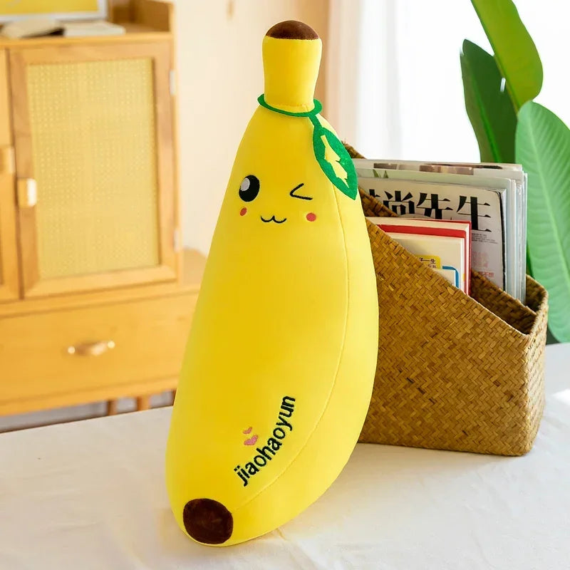 Bright Yellow Kawaii Banana Cuddle Pillow - Image 9