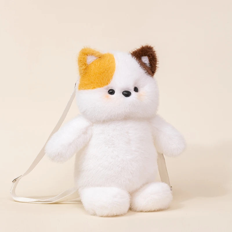 Kawaii Beige Plush Bear Shoulder Bag with Lace - Image 4