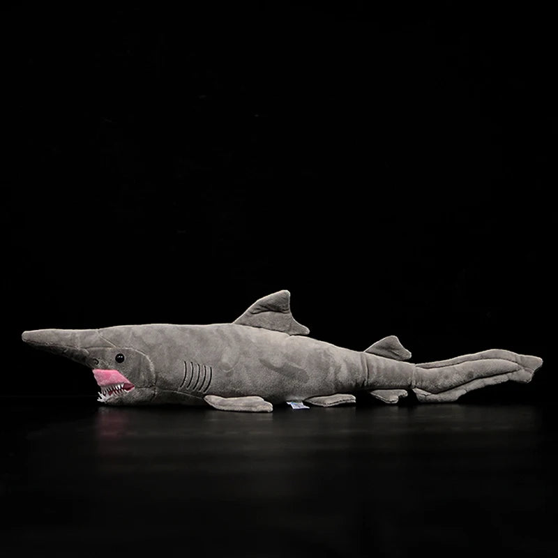 Gray Shark Plush with Pink Mouth and Sharp Teeth - Image 5