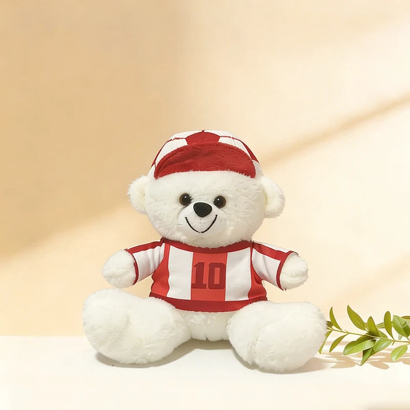 Plush Soccer Teddy Bear with Striped Jersey & Ball Hat - Image 5