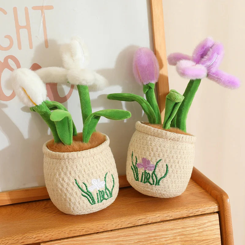 Soft Plush Potted Flowers with Embroidered Pots - Image 4