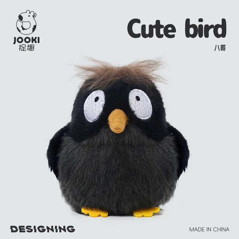 Cute Black Bird Plush Toy with Spiky Hair - Image 10