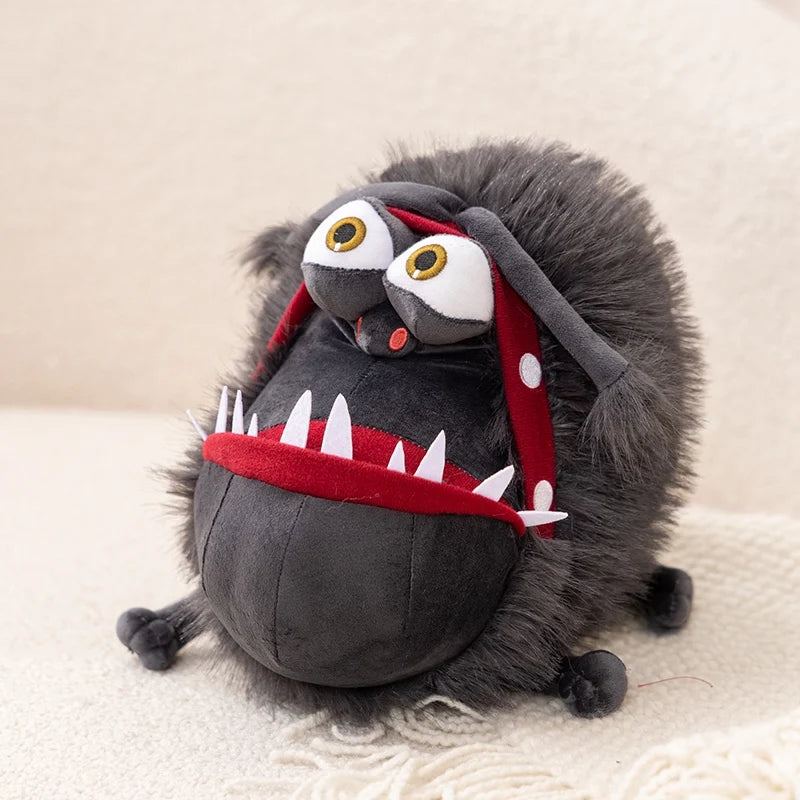 Gray Furry Monster Plush with Wide Red Mouth - Image 2