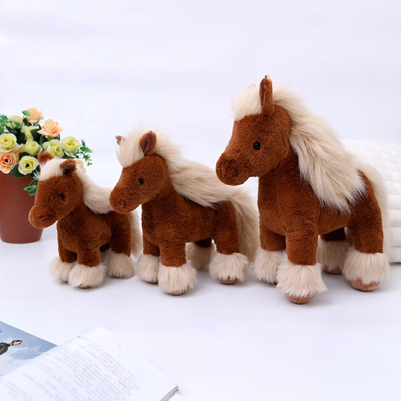 Brown Plush Pony with Blonde Mane and Feathered Legs - Image 6