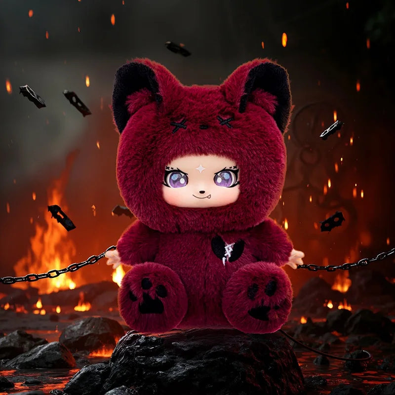 Gothic Maroon Faux Fur Plush Figure
