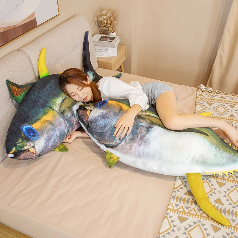 Lifelike Tuna Fish Plush Pillow with Yellow Fins - Image 2