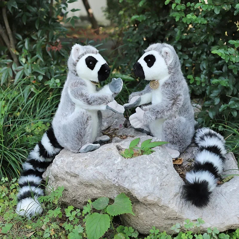 Grey Ring-Tailed Lemur Plush Toy with Striped Tail - Image 3