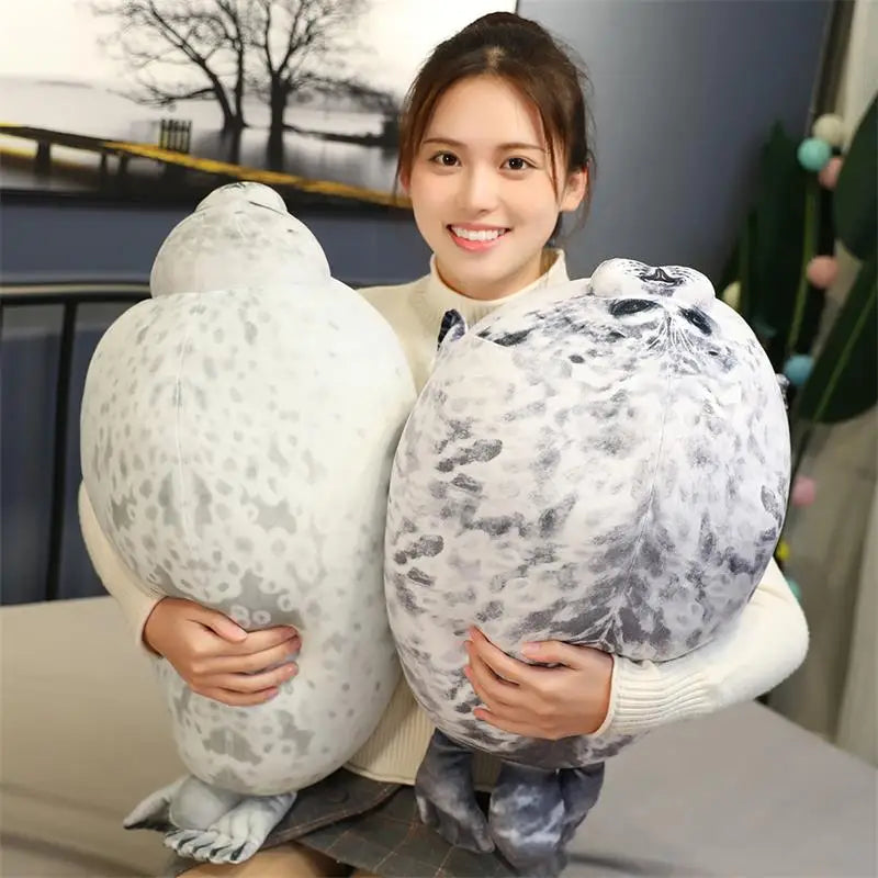 Chubby White and Gray Spotted Seal Plush - Image 4