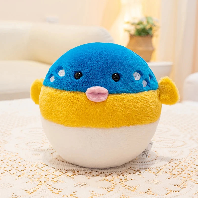 Cute Spherical White Fox Plush Toy with Red Accents - Image 7