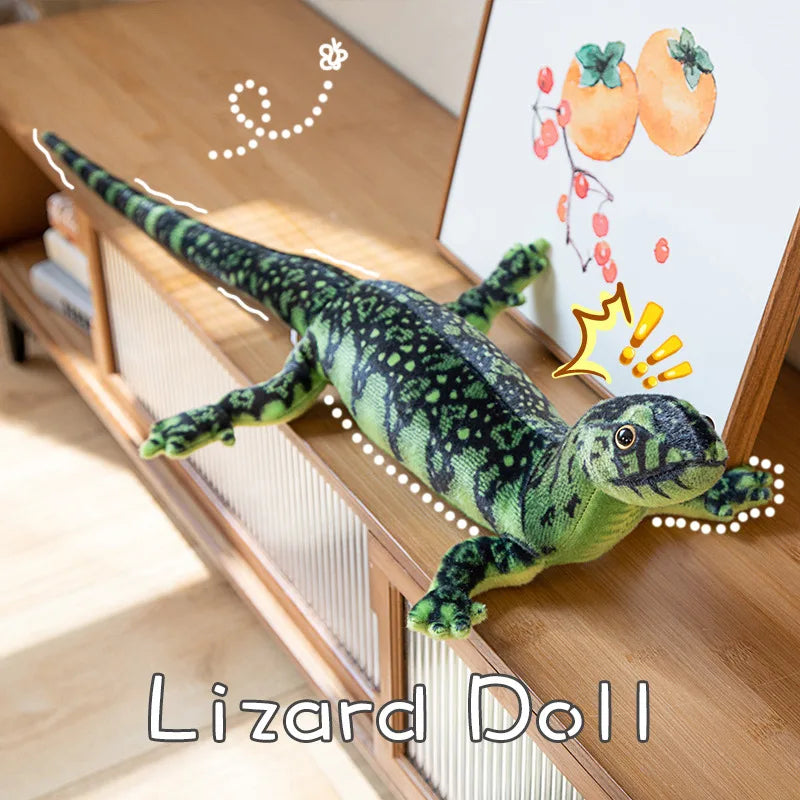 Lifelike Green Speckled Lizard Plush Toy