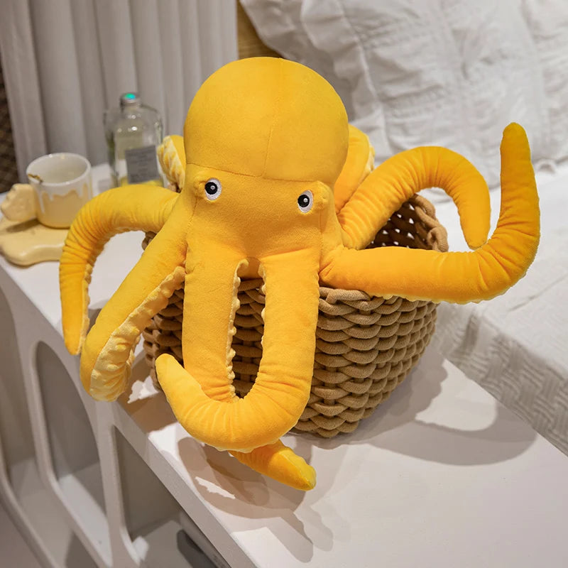 Cuddly Yellow Octopus Plush with Textured Tentacles - Image 2
