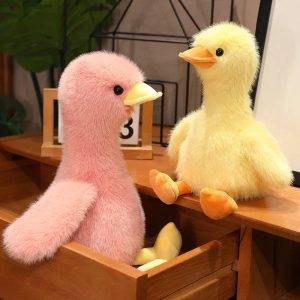 Cute Fluffy Duck Plush Toy in Pink or Yellow