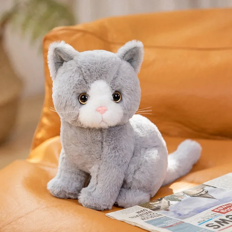 Black and White Plush Cat with Big Golden Eyes - Image 6