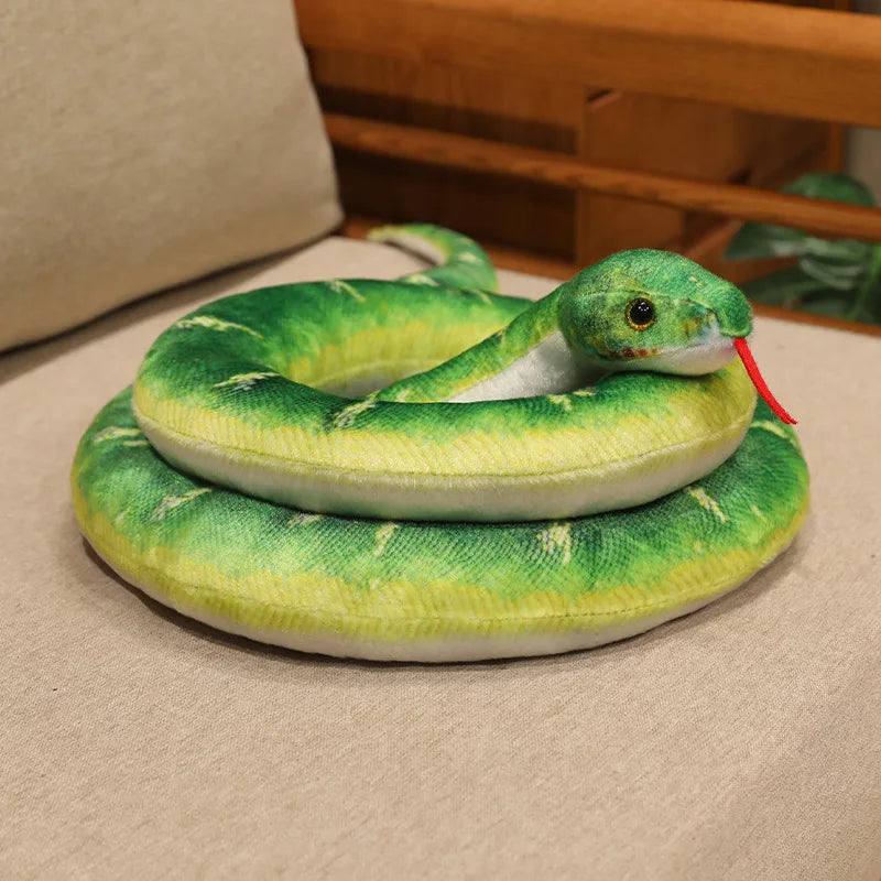Realistic Red and Black Striped Plush Snake - Image 12