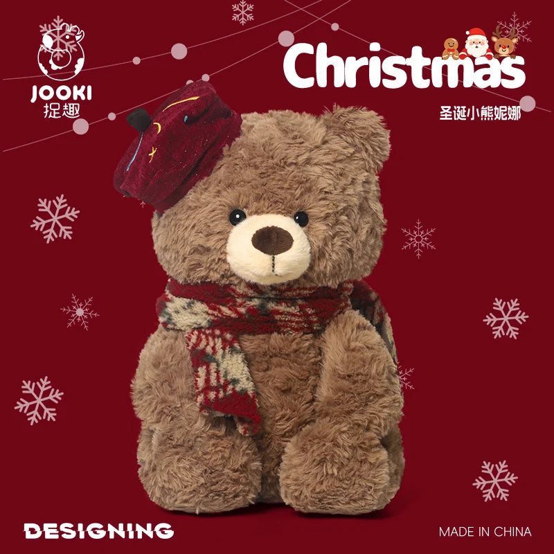Fluffy Brown Bear with Red Beret and Plaid Scarf - Image 4