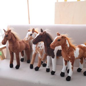 Soft Plush Horse Toy with Realistic Brown Patterns