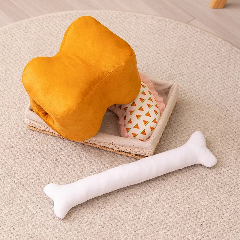 Golden Brown Chicken Drumstick Plush Pillow - Image 2