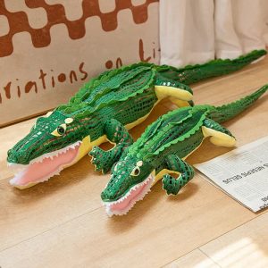 Plush Green Alligator with Textured Scales and Open Mouth