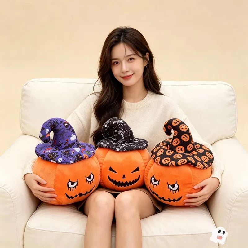 Halloween Pumpkin Plush with Assorted Witch Hats - Image 2