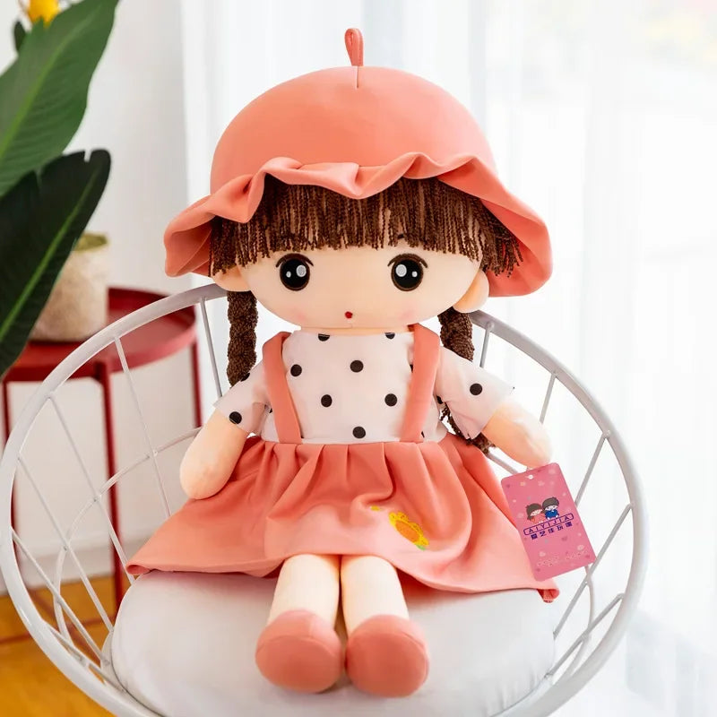Cute Plush Doll with Plaid Hat & Polka Dot Dress - Image 18