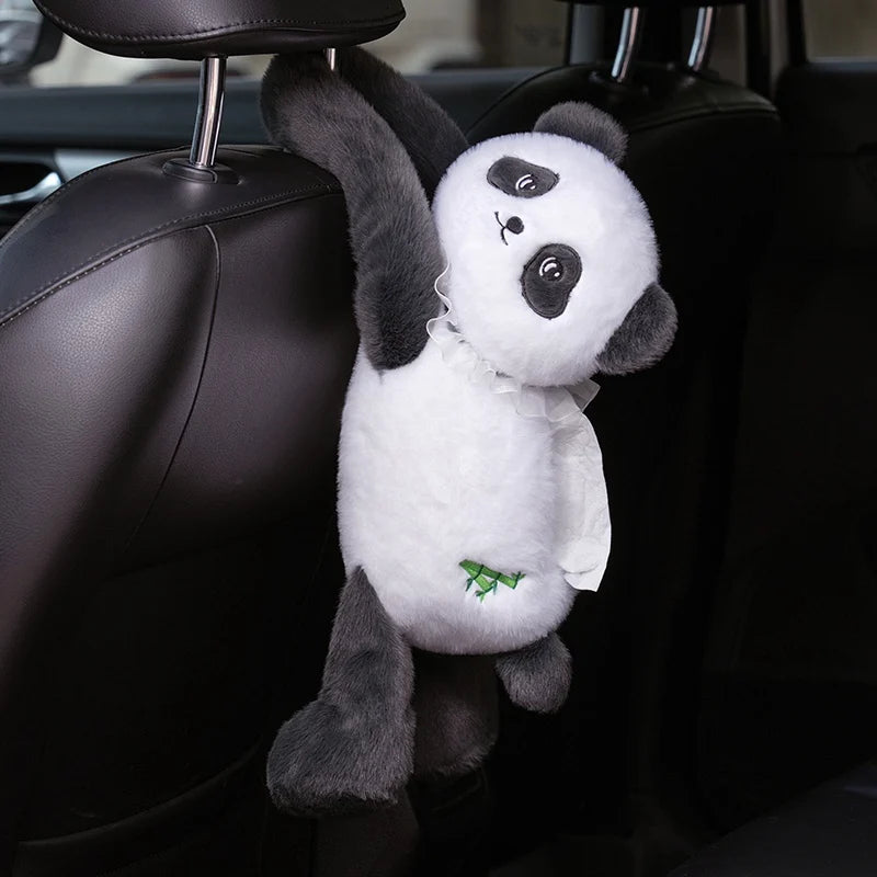 Cute Panda Plush Hanging Car Tissue Holder - Image 9