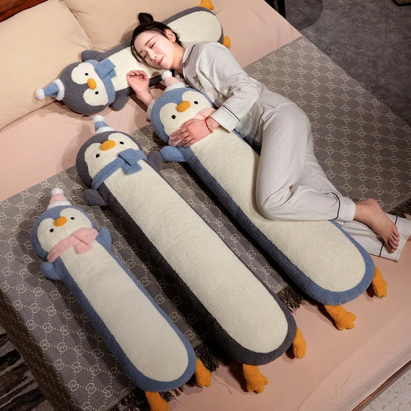 Long Penguin Plush Body Pillow with Hat and Scarf - Image 3