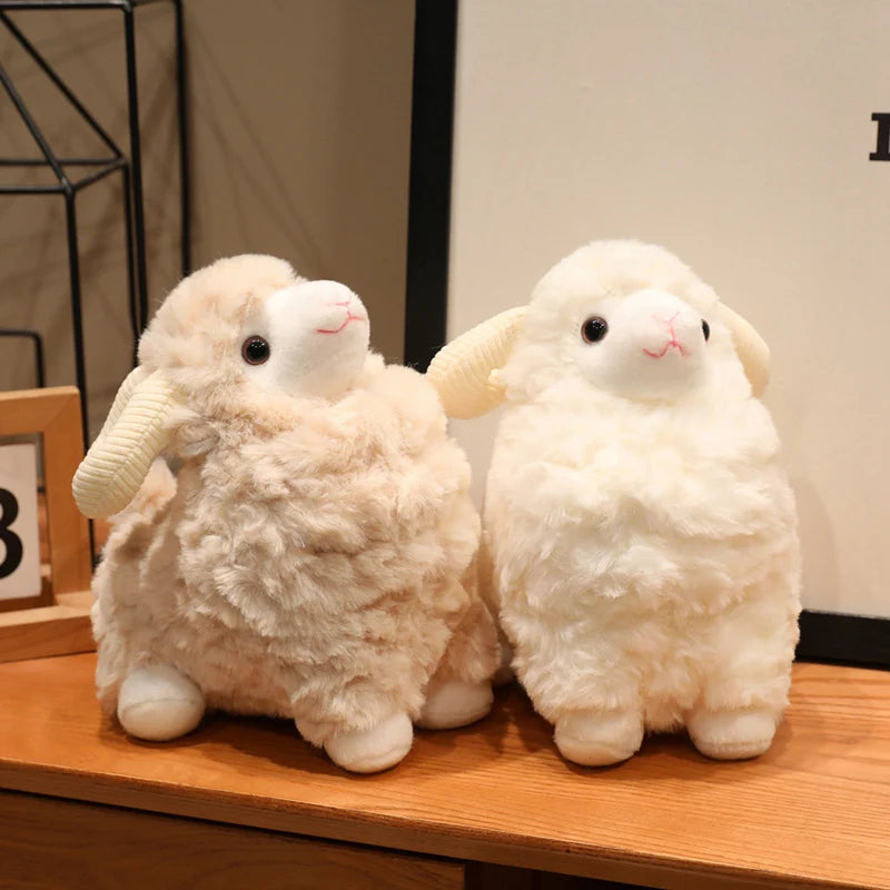 Creamy White Fluffy Sheep Plush with Ribbed Ears - Image 4
