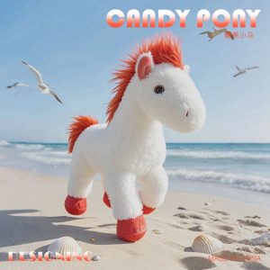 White Plush Pony with Orange Mane and Red Hooves