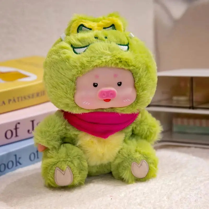 Adorable Pig Plush in Orange Giraffe Costume - Image 5