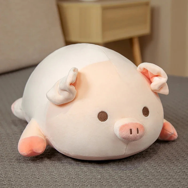 Chubby Sleeping Light Pink Pig Plush Toy - Image 8