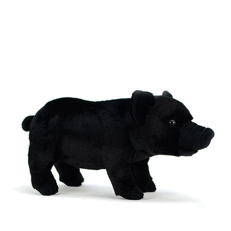 Realistic Plush Pig Toy in Pink and Black - Image 2