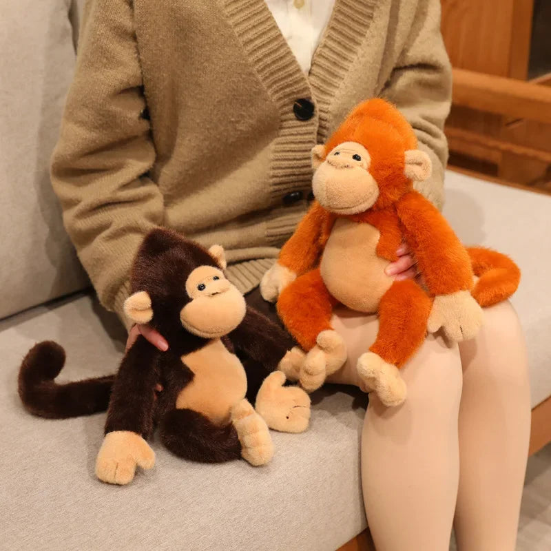 Sweet Fuzzy Brown and Orange Monkey Plush Toy - Image 2