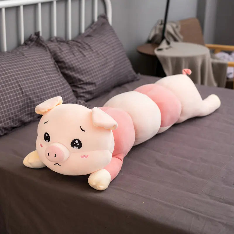 Long Pink Pig Caterpillar Body Pillow - Image 7
