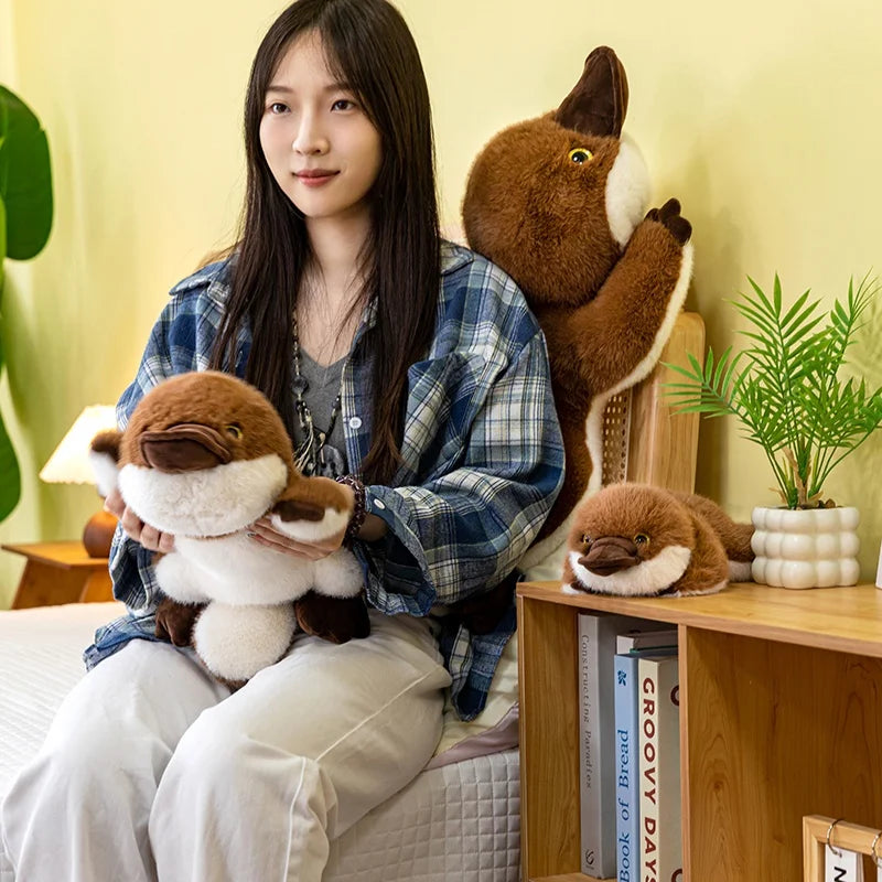 Soft Brown Lying Platypus Plush Toy - Image 3