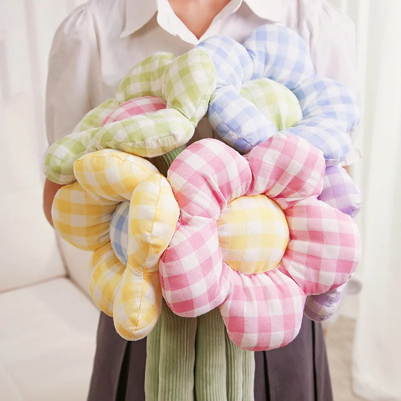 Plush Gingham Flower Curtain Tie-Back with Corduroy Stem - Image 4