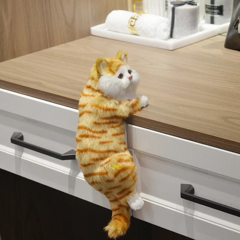 Fluffy Black and White Clinging Cat Plush - Image 6