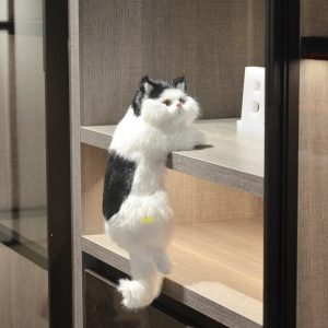 Fluffy Black and White Clinging Cat Plush