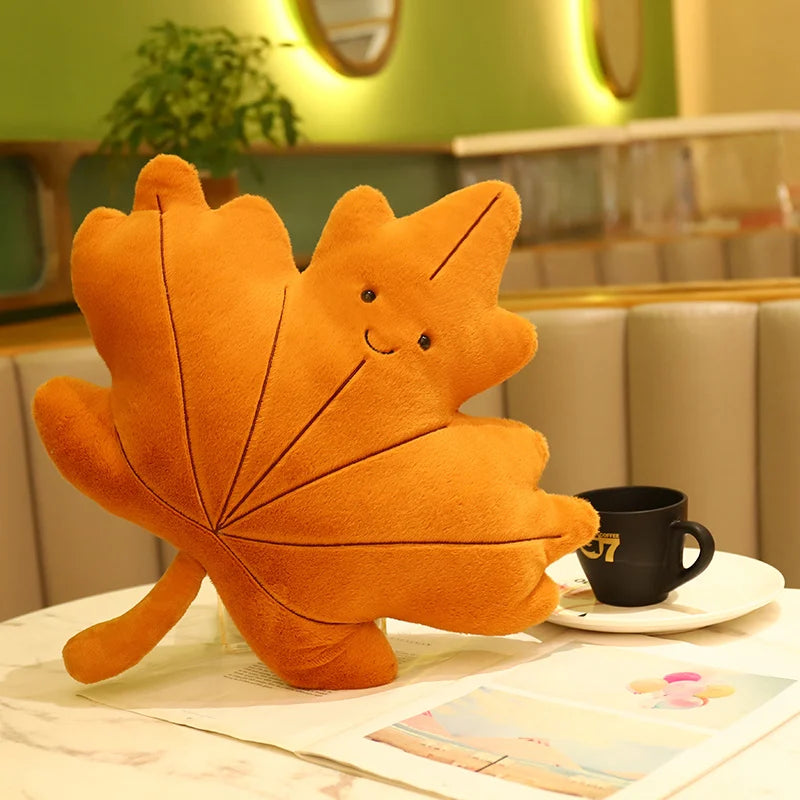Cute Leaf Plush Pillow with Happy Faces - Image 11