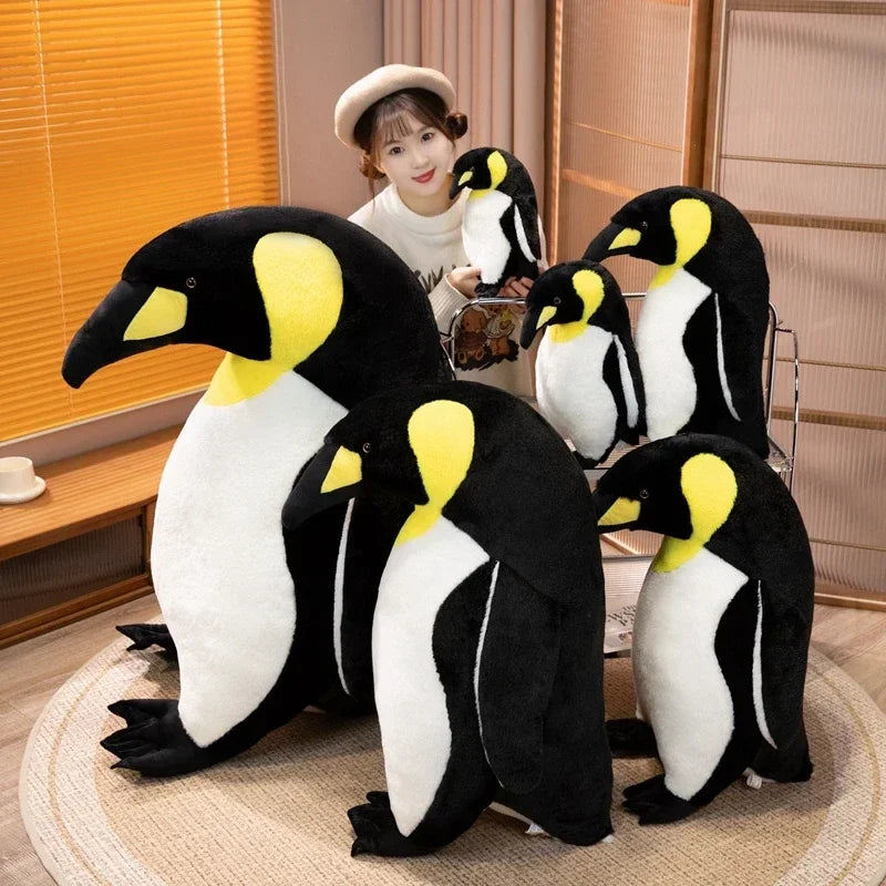 Lifelike Emperor Penguin Plush with Yellow Details - Image 4