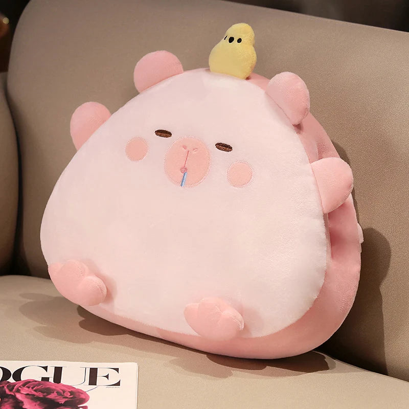 Beige Sleepy Animal Plush Pillow with Hidden Blanket - Image 8