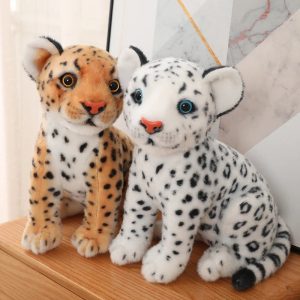 Soft Snow Leopard Plush Toy with Blue Eyes