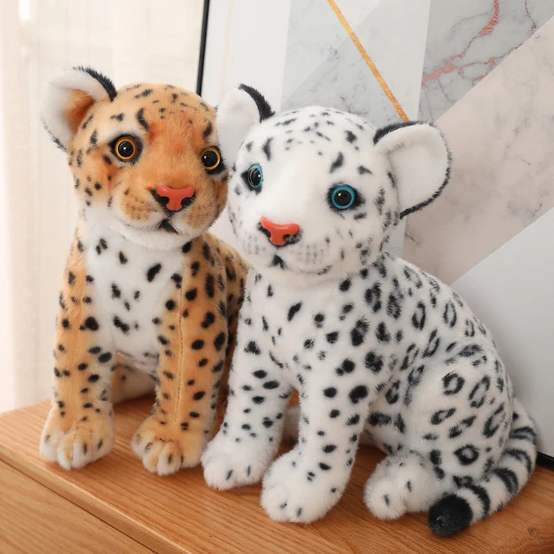 Soft Snow Leopard Plush Toy with Blue Eyes