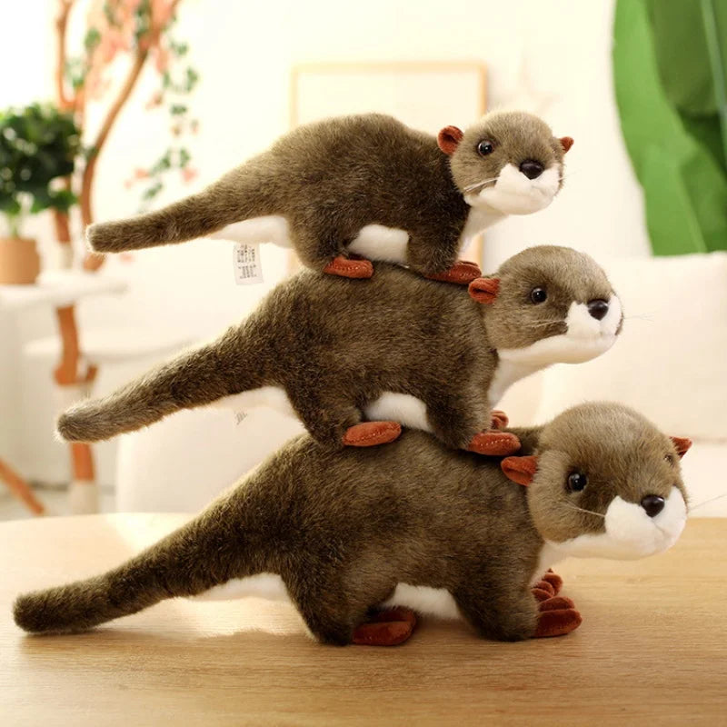 Sweet White and Brown Otter Plush Duo - Image 4