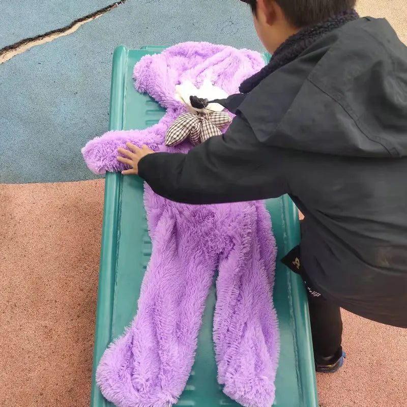 Giant Soft Plush Teddy Bear with Checkered Bow Tie - Image 4